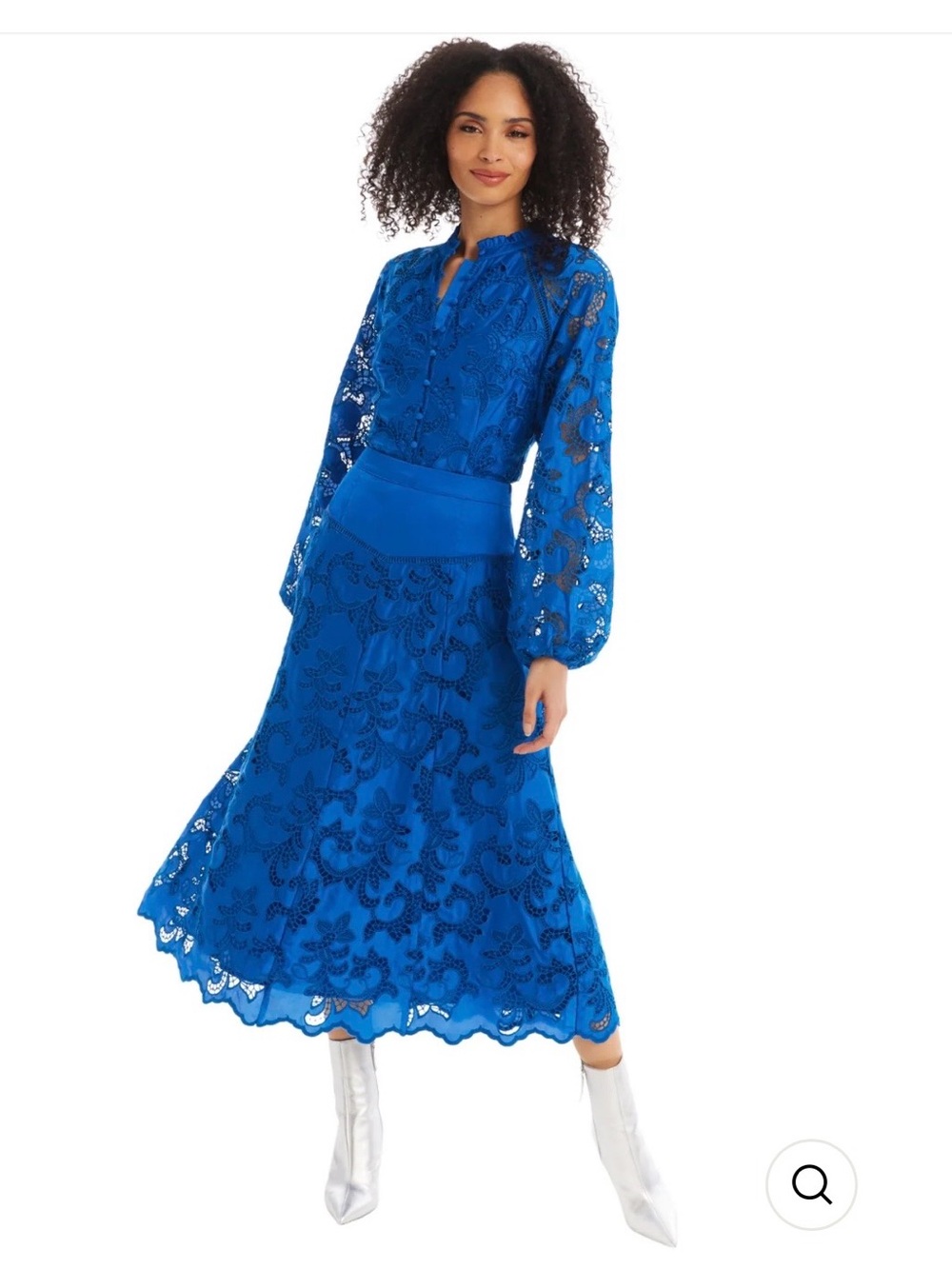 NWT Allison New York Mila lace midi skirt cobalt